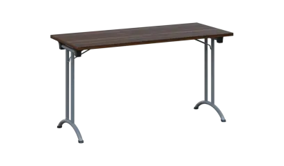 SLA 140 lak skládací jednací stůl 1394x600, deska 25 mm, podnož stříbrný lak, deska ořech královský